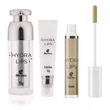 Hydra Lips Gloss Ouro Kit Esfoliante, Serum E Volumizador