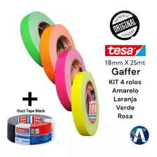 Kit Tesa Fita Tecido Gaffer Tape 18mm + Duct Tape Preta