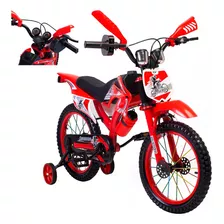 Aeiou Bicicleta Para Niños Moto Cross Rodado 12 Color Rojo