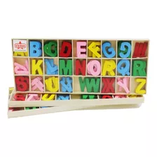 Caja Abecedario Didactico Completo Con Letras De Madera