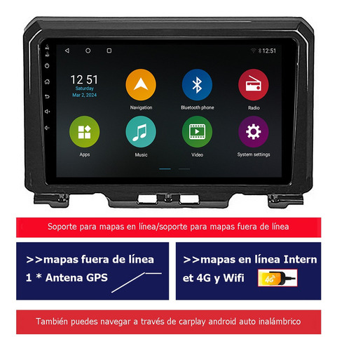 Auto Radio Estreo Android Gps Para Suzuki Jimny 2021-2023 Foto 6