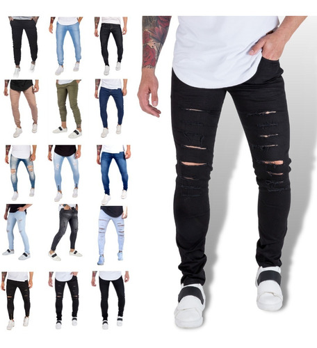 Calça Jeans Masculina Moderna Top Skinny Com Elastano