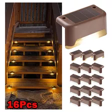 16 Pces Conduziram Luzes Solares Para Escadas Ao Ar Livre, P