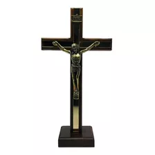 Crucifixo De Mesa E Parede São Bento Espelhado Madeira 25 Cm