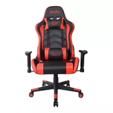 Silla De Escritorio Njoytech Stratos Gamer Ergonómica Negra Y Roja Con Tapizado De Cuero Sintético