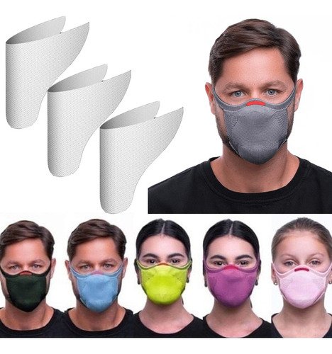 Máscara De Proteção Fiber Knit 3d + 3 Filtro Refil Esportes