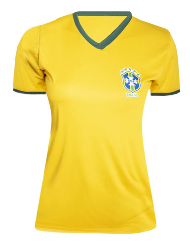Camiseta Babylook Seleção Brasileira Canarinho Feminina + Nf