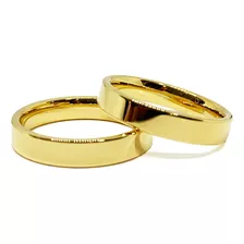 Par De Aliança Casamento Tungstênio E Ouro 18k Reta 4mm