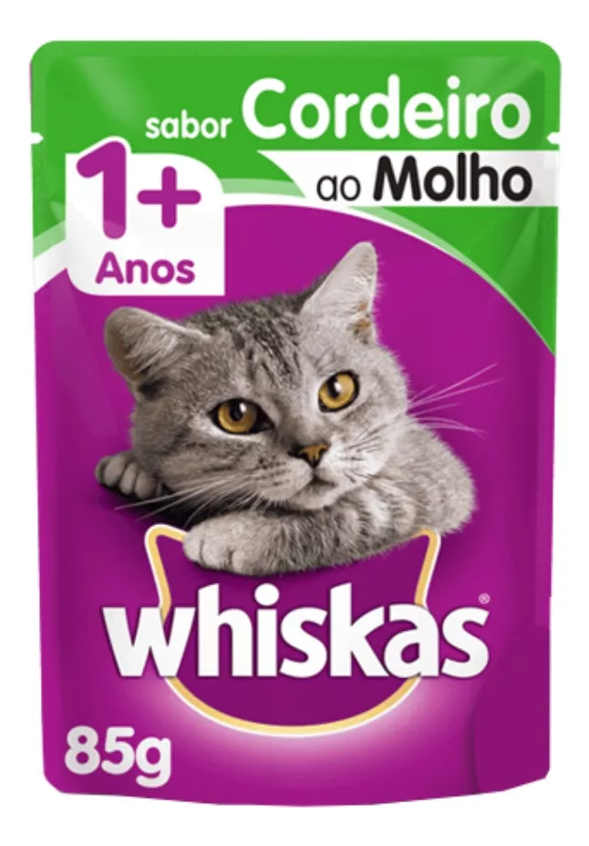 Alimento Whiskas 1+ Para Gato Adulto Sabor Cordeiro Ao Molho Em Sachê De 85g