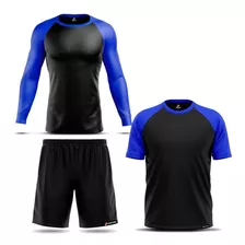 Kit Corrida Caminhada Camisetas Shorts Fitness Treino 3 Pçs