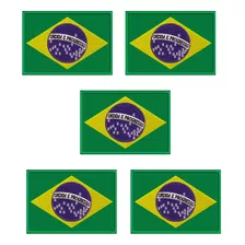 5 Patchs Sublimado Bandeira Brasil 8,0x5,5 Bordado Original