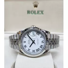 Reloj Ro Datejust Acero/blanco Romano Eta Suizo Grabad Sello