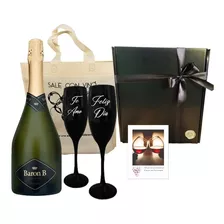 Regalo Caja Champagne Baron B Y 2 Copas Negras 