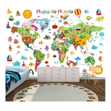 Adesivo Parede Decorativo Mapas Mundi Brasil Gigante Mp004