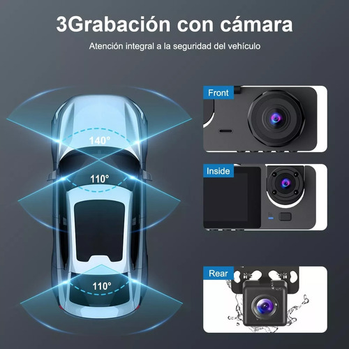 Cmara Para Carro Dvr 3 Lentes 1080p Full Hd Dash Cam 3 En 1 Foto 2