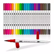 Caneta Brush Pen 36 Cores Duas Pontas Pincel Fina Canetinha