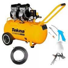 Compressor De Ar 2,5hp 50l 9,1pés Isento De Óleo Kit 5 Pçs Cor Amarelo Fase Elétrica Monofásica Frequência 60hz 110v