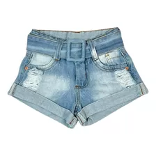 Short Shortinho Jeans Curto Infantil Menina Mini Diva Verão