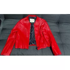 Chamarra De Piel Roja Dama Talla Xl