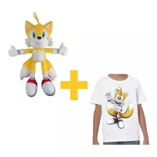Kit Boneco De Pelúcia Sonic Tails + Camisa Infantil - 4 A 16