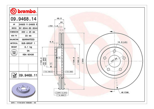 Par Discos Brembo Volvo C30 T5 R-design 2008-2013 Delantero Foto 2