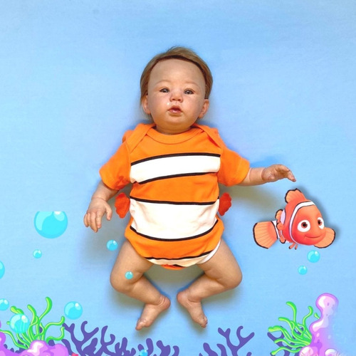 Mesversario Bebe Infantil Bodie Roupa Peixe Peixinho Nemo