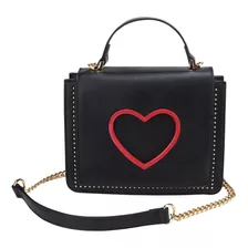 Bolso De Mano Con Corazón, Negro, Holly Land, Mod. 1032651