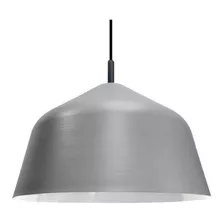 Colgante Campana Gris Platil 40cm Apto Led E27 Moderno Fz