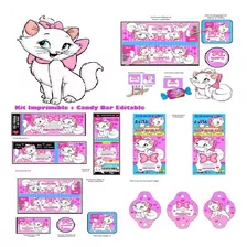 Kit Imprimible Candy Bar Gata Gatita Marie 100% Editable