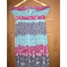 Vestido Largo Tipo Gasa Marca Roxy Talle 12 (adulto)