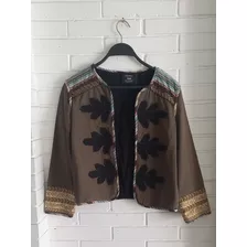 Chaqueta Bershka, Original, Bordada, Talle Xs. Divina