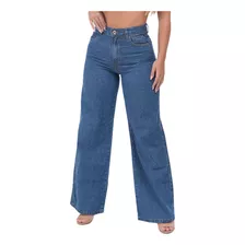 Calça Feminina Cintura Alta Jeans Wid Leg Pantalona Premium