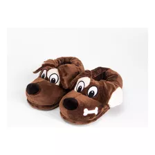 Pantufa Fechada Pelucia Cachorro Cao Ossinho 12002 3d