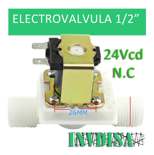 Valvula Solenoide 1/2 Electrovalvula 24vcd 24v Invdisa.com