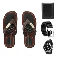 Chinelo Masculino Kit Para Homem Relogio Carteira E Cinto