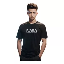 Camiseta Masculina Roupa Preta Nasa Camisa Top