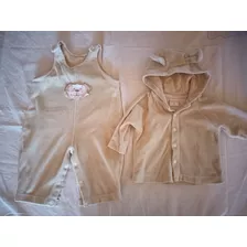 Conjunto Enterito Campera Marca Voss Talle 12 Meses Beige