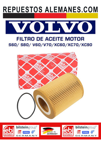  Filtro De Aceite Motor Volvo S60 S80 V60 V70 Xc60 Xc70 Xc90 Foto 3