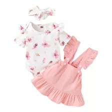 3 Unids/lote Bebé Niña Ropa Traje Niño Floral Mameluco + Sus