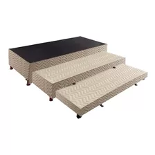 Cama Box Base C/auxiliar Solteiro Rústico Bege (88x32)parop