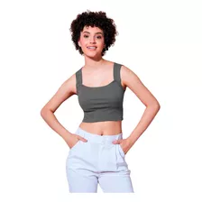 Cropped Feminino Ribana Top Confortavel Alça Cores Estiloso