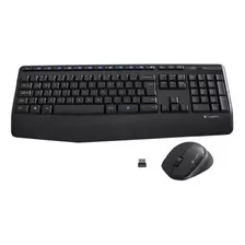 Teclado Logitech S/fio + Mouse S/fio 1000dpi Mk345 Preto