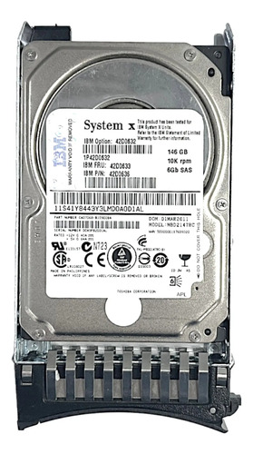 Hd Servidor  Ibm 146gb 10k 2,5 Sas 6gbps 42d0633 42d0636 Prateado