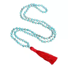  Japa Mala Anudado 108 Cuentas Turquesa Oración Yoga 8mm