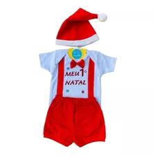 Body Meu Primeiro Natal Papai Noel Fantasia Festas Mesário 