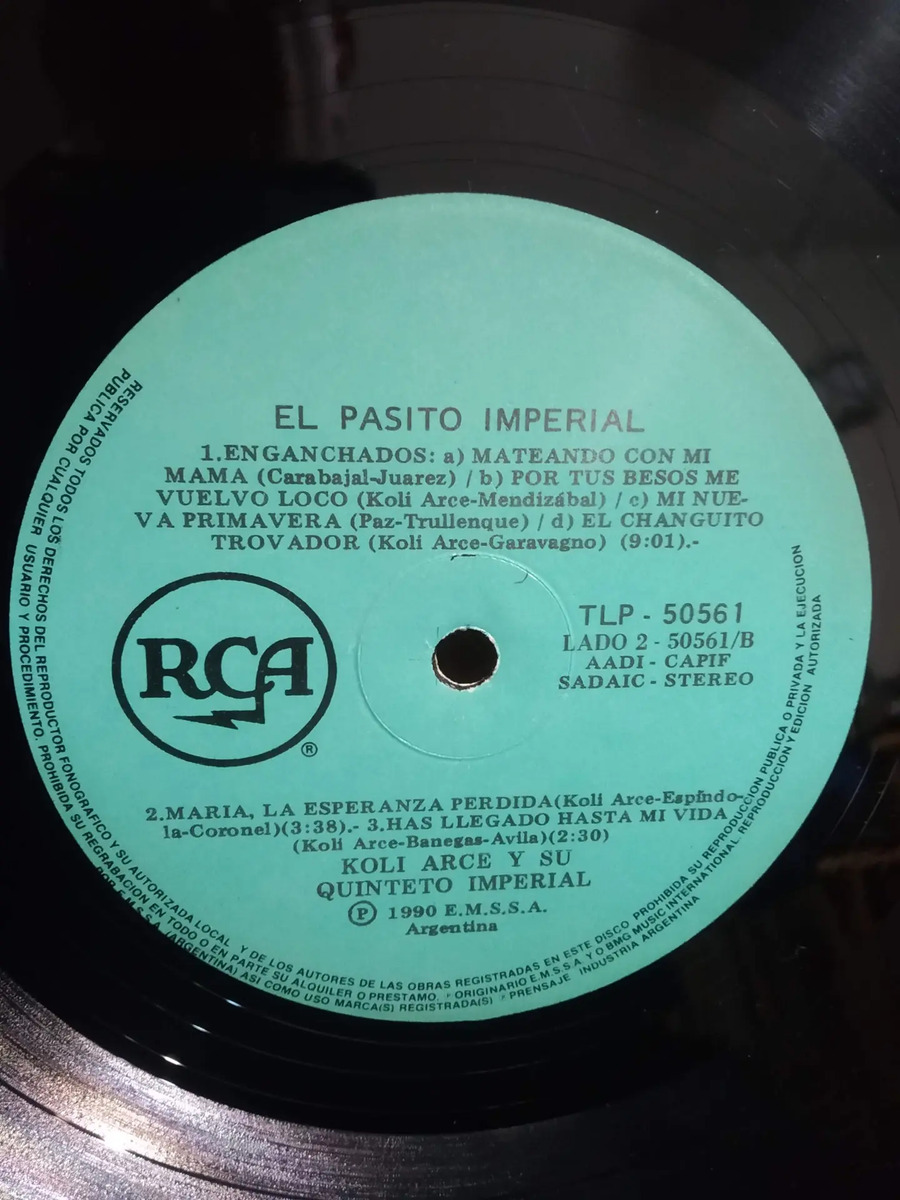 Koli Arce Y Su Quinteto Imperial - El Pasito Imperial - vinilo 1990