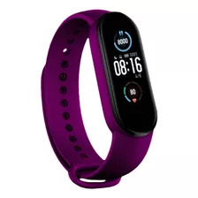 Smartwatch M5 Reloj Inteligente Bluetooth Musica Android Ios Color De La Caja Negro Color De La Malla Violeta