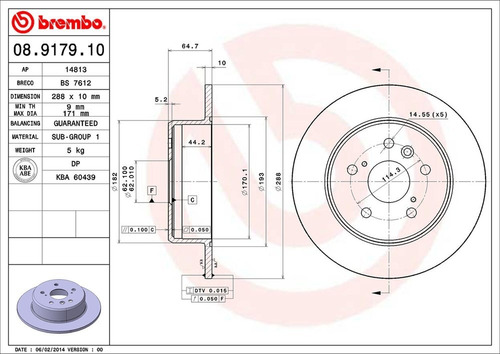 Discos Traseros Slidos Lexus Rx300 Base, Fwd 99-01 Brembo Foto 2