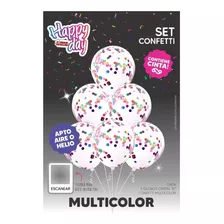 Set Globos Cristal Confetti Multicolor Decoración Fiesta- Cc