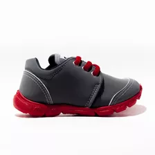 Zapatilla Urbana Niños Toy Gris Y Rojo (20 Al 26) Art H25gr